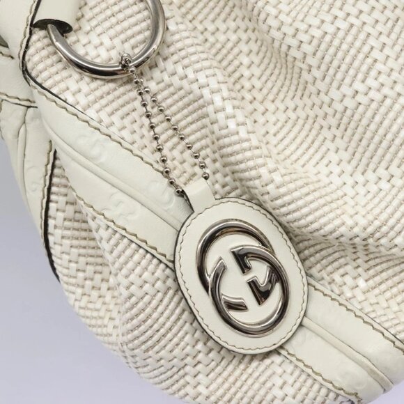 GUCCI Hand Bag Raffia Silver White Auth - Picture 10 of 16